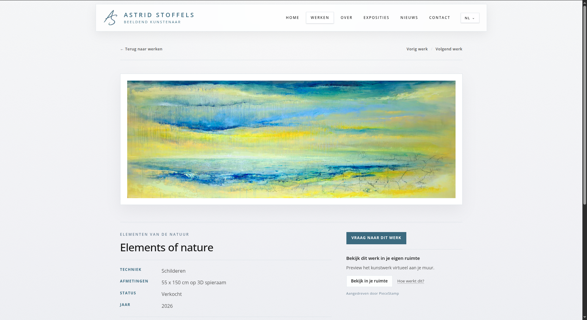 Kunstwerkdetailpagina op de website van Astrid Stoffels